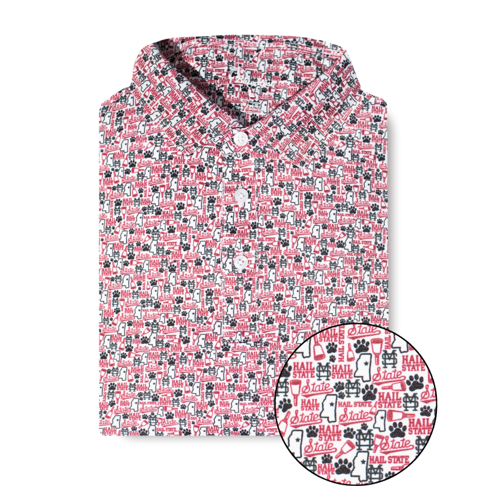 Mississippi State Logo Splatter Print Performance Polo